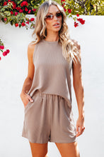 Load image into Gallery viewer, Smoke Gray Corded Sleeveless Top and Pocketed Shorts Set
