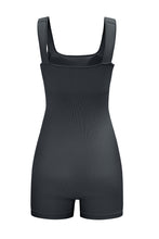 Load image into Gallery viewer, Black Ribbed Square Neck Padded Sports Romper
