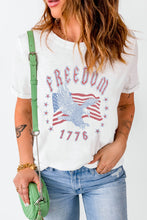 Load image into Gallery viewer, White FREEDOM Eagle Flag Print 1776 Graphic Tee

