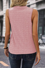 Load image into Gallery viewer, Pink Lattice Textured Split Neck Tank Top
