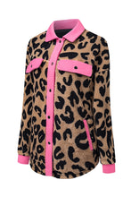 Load image into Gallery viewer, Black Contrast Trimmed Leopard Teddy Shacket

