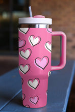 Load image into Gallery viewer, Rose Red Valentines Heart Printed Thermos Cup with Handle 40oz
