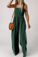 Load image into Gallery viewer, Black Smocked Sleeveless Wide Leg Jumpsuit with Pockets
