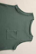 Load image into Gallery viewer, Mist Green Waffle Knit Patched Pocket Tank and Drawstring Shorts Set
