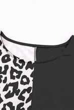 Load image into Gallery viewer, Black Contrast Solid Leopard Short Sleeve T-shirt Dress with Slits
