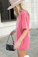 Load image into Gallery viewer, Pink Guitar Slogan Letter Graphic Print Oversized T Shirt
