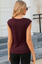 Load image into Gallery viewer, Black Slash Cutout Cap Sleeve T Shirt

