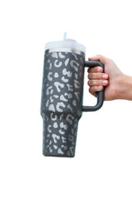 Load image into Gallery viewer, White Leopard Print 40OZ Stainless Steel Portable Cup with Handle
