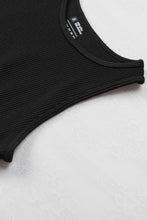 Load image into Gallery viewer, Black Solid Color Ribbed Sleeveless Sport Romper
