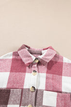 Load image into Gallery viewer, Plaid Color Block Buttoned Long Sleeve Jacket with Pocket
