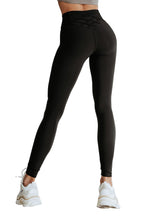 Load image into Gallery viewer, Black Criss Cross Tummy Control High Waist Leggings
