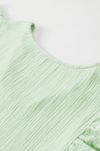 Load image into Gallery viewer, Green Crinkled Texture V Neck Ruffled Sleeve Tops and Shorts Set
