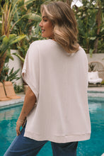 Load image into Gallery viewer, Apricot Ribbed Knit Batwing Sleeve Tunic Oversized T Shirt
