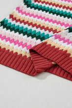 Load image into Gallery viewer, Fiery Red Trimmed Ruffle Sleeve Colorful Textured Sweater
