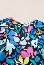 Load image into Gallery viewer, Blue Split Neck Collared Plus Floral Dress
