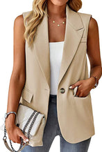 Load image into Gallery viewer, Apricot Single Button Pocketed Lapel Vest Blazer
