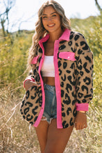 Load image into Gallery viewer, Black Contrast Trimmed Leopard Teddy Shacket
