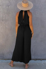 Load image into Gallery viewer, Green Halter Neck Pleated Wide Leg Jumpsuit with Belt
