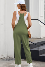 Load image into Gallery viewer, Black Pocketed Adjustable Spaghetti Strap Straight Leg Jumpsuit
