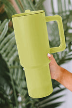 Load image into Gallery viewer, Pear Green Frosted Stainless Handle Large Vacuum Cup with Straw 40oz
