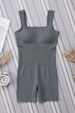 Load image into Gallery viewer, Black Ribbed Square Neck Padded Sports Romper
