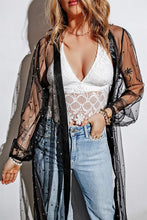 Load image into Gallery viewer, Black Sheer Embellished Tulle Duster Kimono
