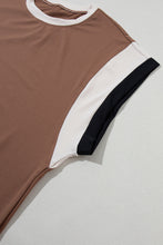 Load image into Gallery viewer, Chestnut Color Block Detail Casual Two-piece Outfit
