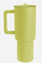 Load image into Gallery viewer, Pear Green Frosted Stainless Handle Large Vacuum Cup with Straw 40oz
