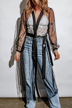 Load image into Gallery viewer, Black Sheer Embellished Tulle Duster Kimono
