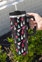 Load image into Gallery viewer, Black Cartoon Christmas Tree Printed Thermos Cup 40oz
