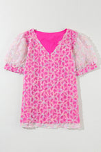 Load image into Gallery viewer, Bonbon Flowery Mesh Short Puff Sleeve Blouse
