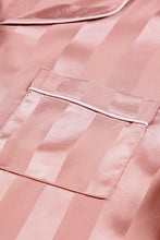 Load image into Gallery viewer, Pink Striped Print Buttoned Shirt and Drawstring Shorts Lounge Set
