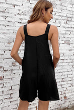 Load image into Gallery viewer, Black Adjustable Straps Pocketed Textured Romper
