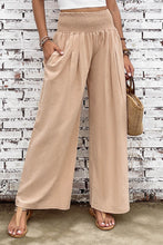 Load image into Gallery viewer, Black Smocked Wide Waistband High Waist Wide Leg Pants
