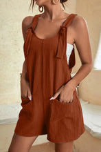 Load image into Gallery viewer, Black Adjustable Straps Pocketed Textured Romper

