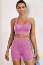 Load image into Gallery viewer, Red Seamless Ribbed Knit Butt Lifter Yoga Shorts
