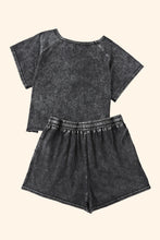 Load image into Gallery viewer, Black Acid Washed Short Lounge Set
