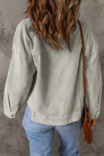 Load image into Gallery viewer, Sky Blue Raw Hem Flap Pockets Cropped Corduroy Jacket
