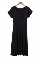 Load image into Gallery viewer, Green Ruffled Sleeve Wrap V Neck Midi Dress
