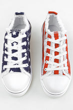 Load image into Gallery viewer, Blue American Flag Lace-up Canvas Flat Shoes
