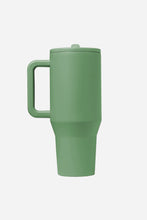 Load image into Gallery viewer, Dark Green Frosted Stainless Handle Large Vacuum Cup with Straw 40oz
