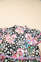 Load image into Gallery viewer, Pink Floral Ricrac Embellished Tiered Mini Dress
