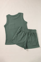 Load image into Gallery viewer, Mist Green Waffle Knit Patched Pocket Tank and Drawstring Shorts Set
