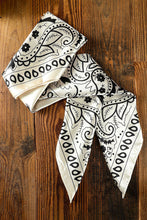 Load image into Gallery viewer, White Vintage Fashion Satin Paisley Flower Prints Square Scarf
