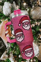 Load image into Gallery viewer, Rose Red Christmas Santa Claus Diamond Thermos Cup with Straw 40oz
