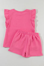 Load image into Gallery viewer, Bonbon Textured Ruffled Sleeve Tee and Drawstring Shorts Set
