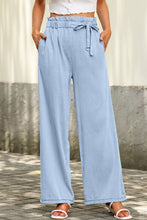 Load image into Gallery viewer, High Waist Pocketed Wide Leg Tencel Jeans
