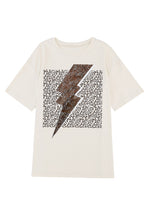 Load image into Gallery viewer, Apricot Lightning Leopard Print Graphic T Shirt
