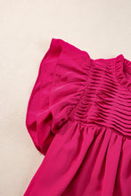Load image into Gallery viewer, Rose Red Smocked Ruffle Sleeve Blouse
