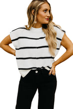 Load image into Gallery viewer, White Striped Batwing Sleeve Sweater Tee
